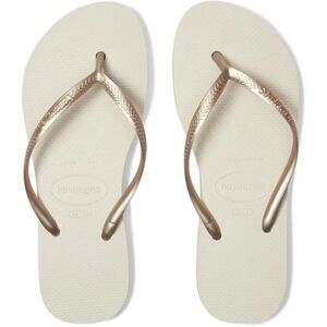 Havaianas Slim Flip Flop Sandals in beige (cream & gold) Size 6 NWT